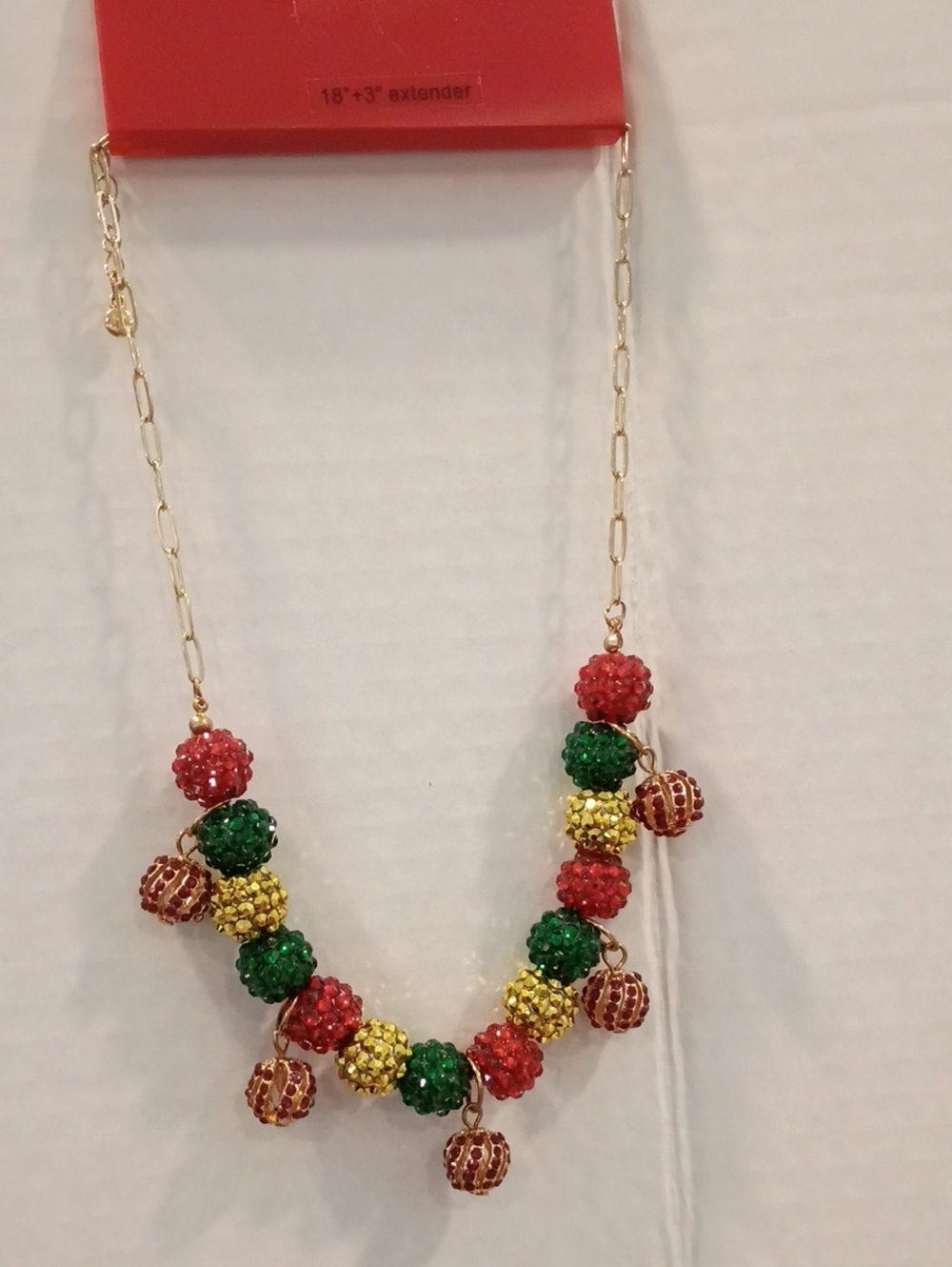 Kohl's Gold Chain Multicolor Red Green Yellow Beaded Necklace